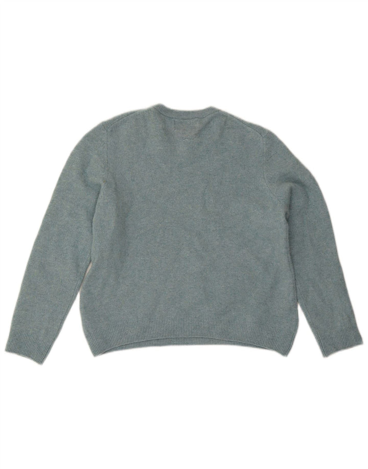Marks & Spencer Womens Crew Neck Jumper Sweater UK 14 Large Blue Lambswool