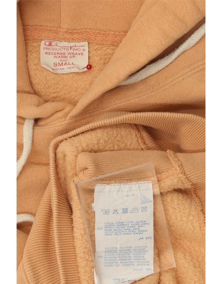 Champion Mens Hoodie Jumper Small Orange Cotton
