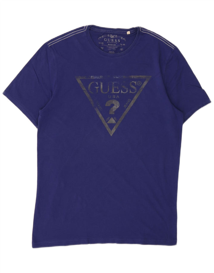 Guess Mens Graphic T-Shirt Top Medium Purple Cotton