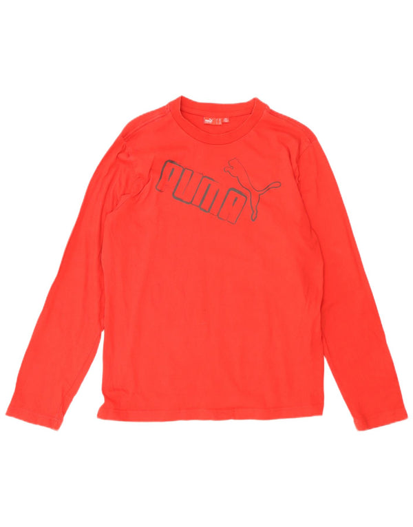 Puma Boys Graphic Top Long Sleeve 15-16 Years 2XL Red Cotton
