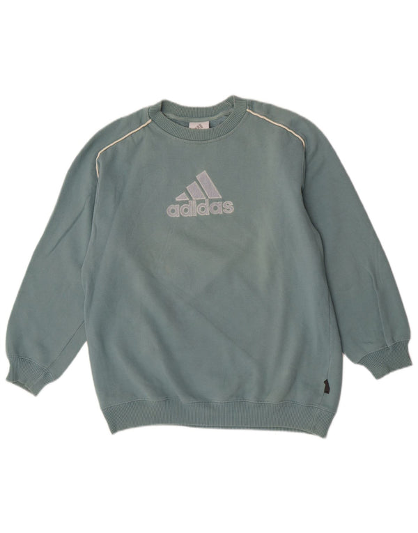 ADIDAS Boys Graphic Sweatshirt Jumper 13-14 Years Blue Cotton