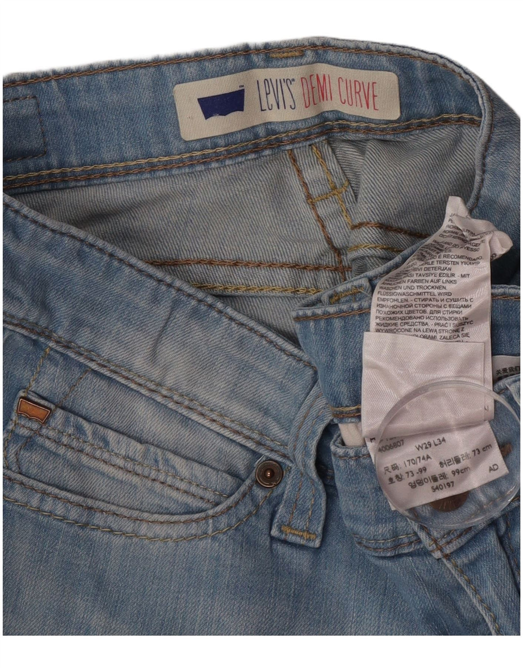 Levi's Womens Demi Curve Slim Jeans W29 L34 Blue Cotton