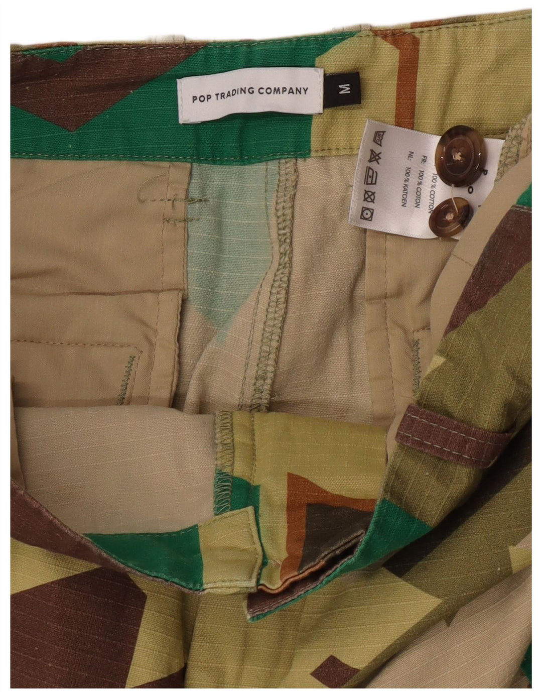 Vintage Mens Cargo Trousers Medium W32 L28 Multicoloured Geometric Cotton