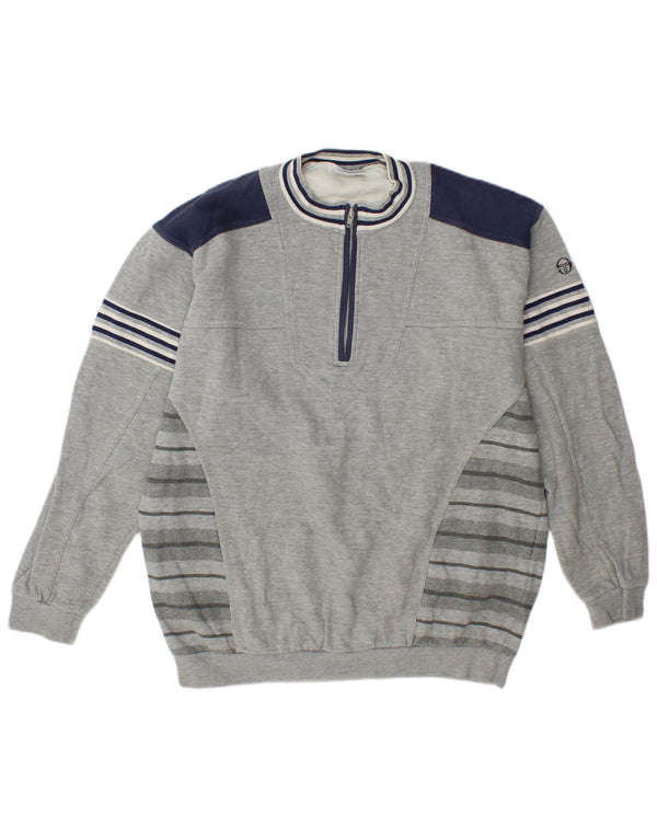 Sergio Tacchini Mens Zip Neck Sweatshirt Jumper XL Grey Colourblock