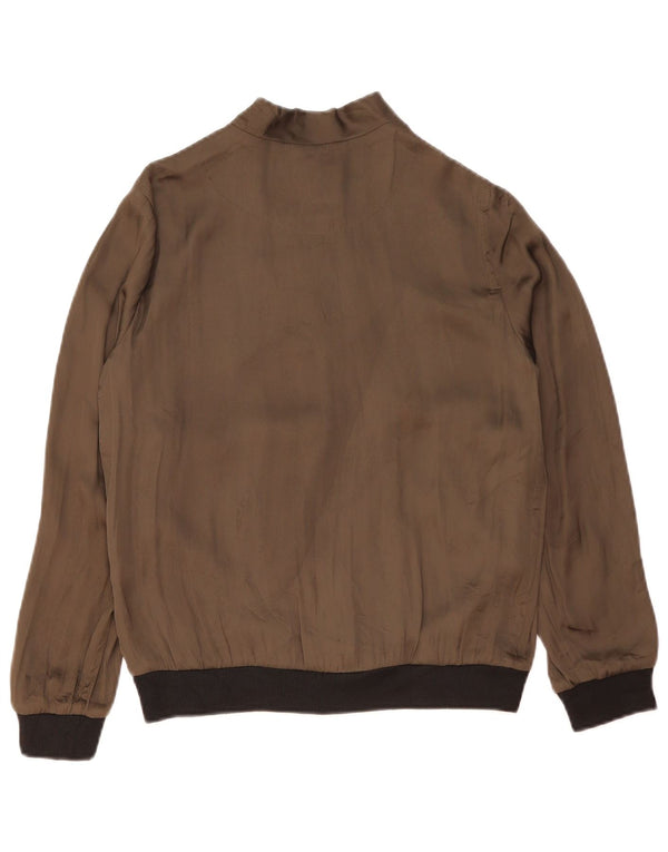 Zara Womens Oversized Bomber Jacket UK 10 Small Khaki Colourblock Polyester