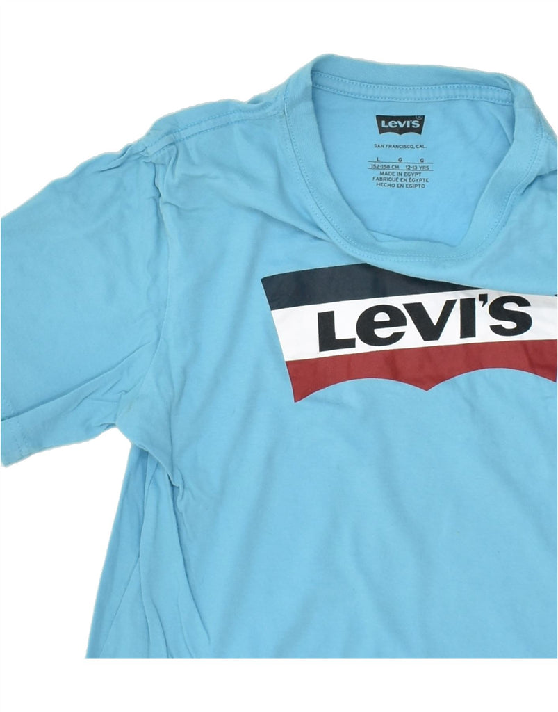 LEVI'S Boys Graphic T-Shirt Top 12-13 Years Large Blue Cotton | Vintage Levi's | Thrift | Second-Hand Levi's | Used Clothing | Messina Hembry 