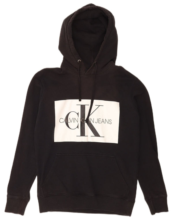 Calvin Klein Jeans Mens Graphic Hoodie Jumper Small Black