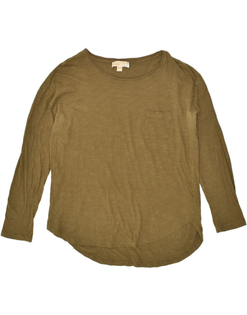 MICHAEL KORS Womens Top Long Sleeve UK 16 Large Khaki Cotton | Vintage Michael Kors | Thrift | Second-Hand Michael Kors | Used Clothing | Messina Hembry 