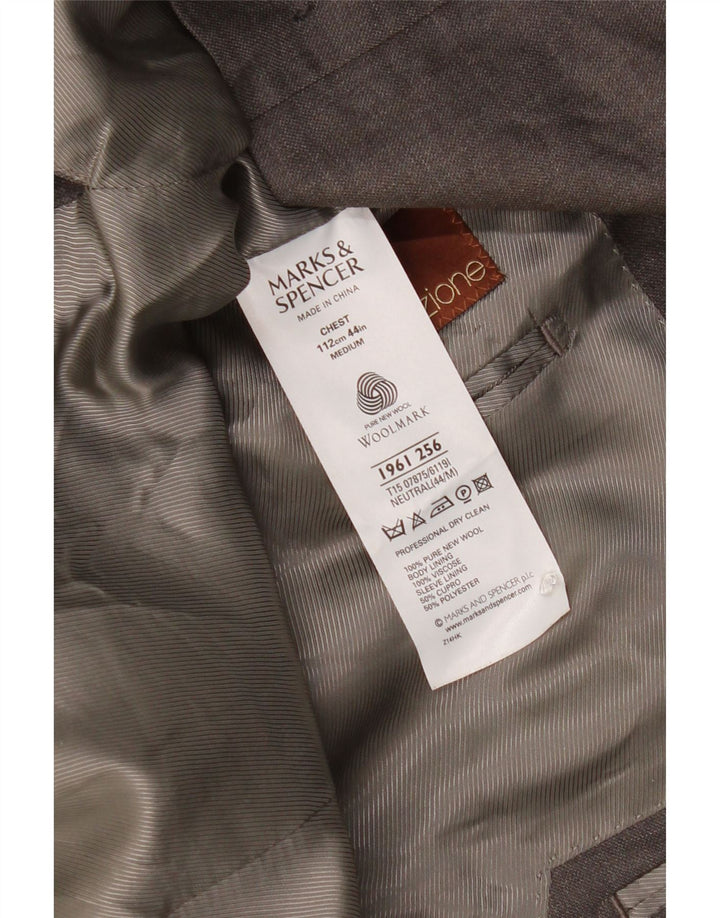 Marks & Spencer Mens 3 Button Blazer Jacket UK 44 XL Grey New Wool