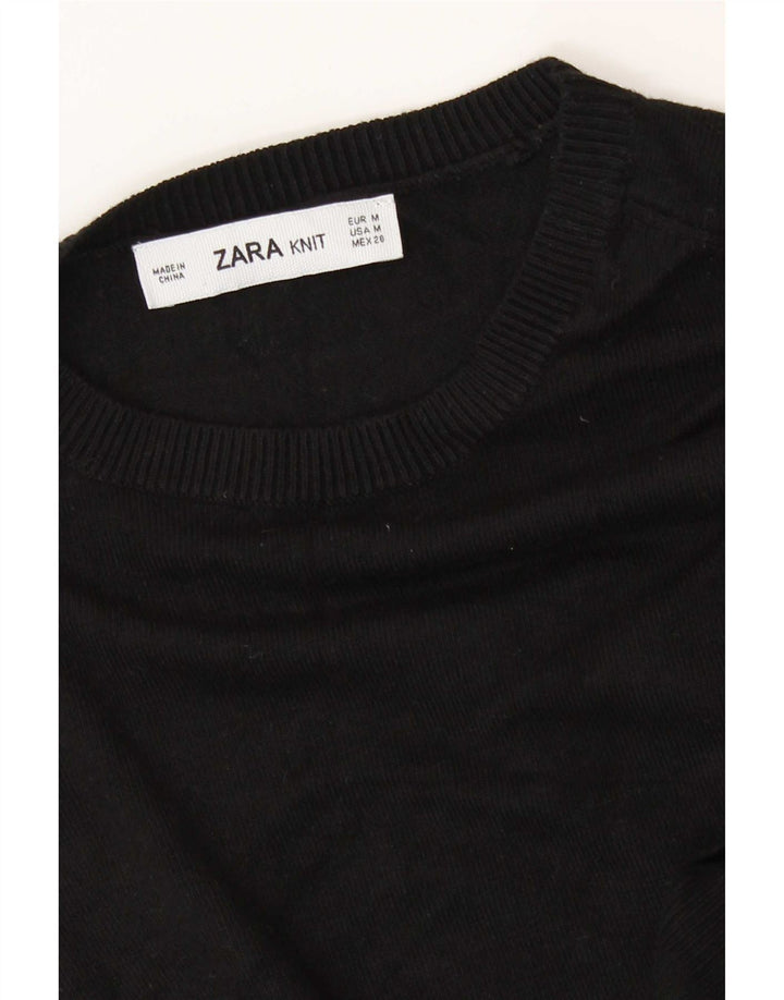 Zara Womens Boat Neck Jumper Sweater UK 12 Medium Black