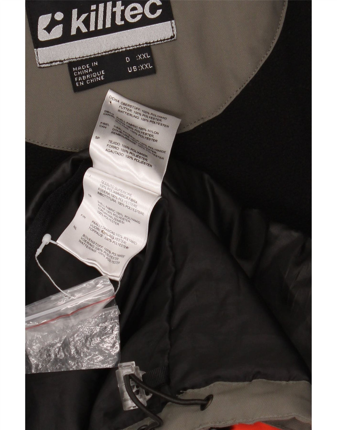 KILLTEC Mens Hooded Windbreaker Jacket UK 44 2XL Grey Colourblock Nylon