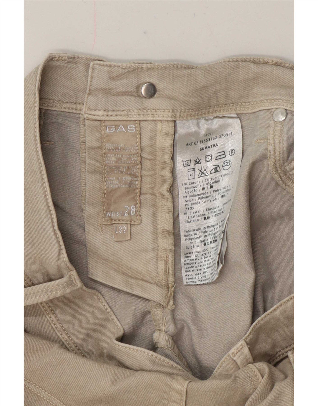 Gas Womens Slim Jeans W28 L32 Beige Cotton