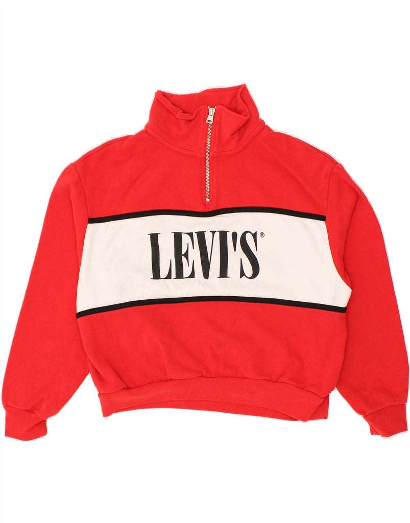 LEVI'S Boys Graphic Zip Neck Sweatshirt Jumper 13-14 Years Small Red | Vintage Levi's | Thrift | Second-Hand Levi's | Used Clothing | Messina Hembry 