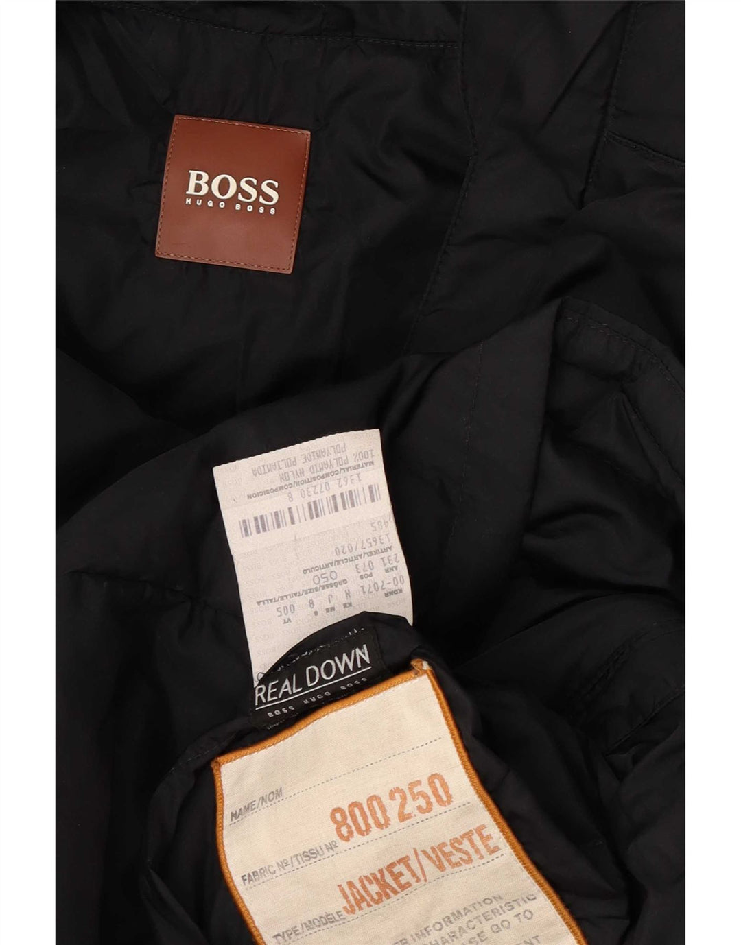 Hugo Boss Mens Hooded Padded Coat IT 50 Large Black Polyamide