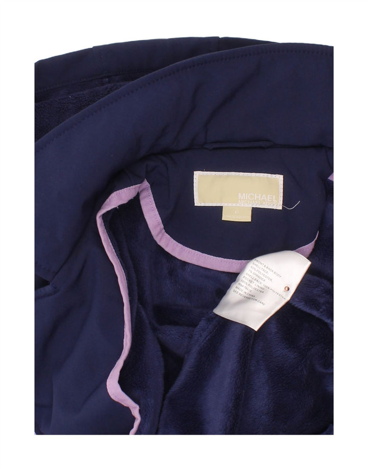 MICHAEL KORS Girls Hooded Windbreaker Coat 6-7 Years Navy Blue Polyester