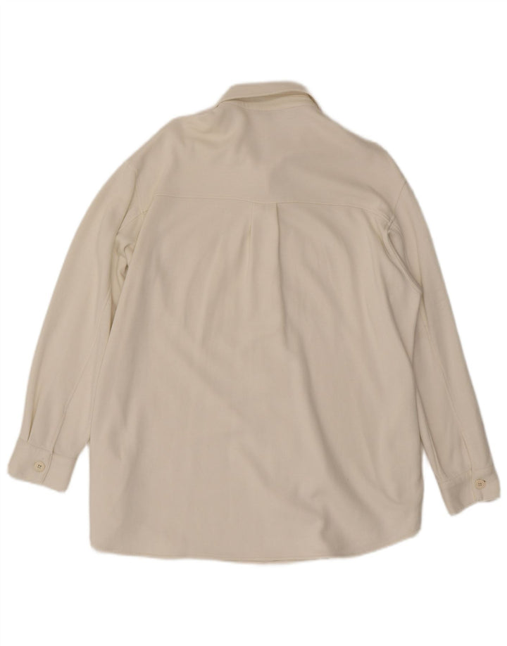 Massimo Dutti Womens Oversized Shirt UK 10 Small Off White Nylon