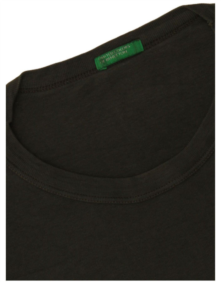 BENETTON Womens Graphic Top Long Sleeve UK 12 Medium Green