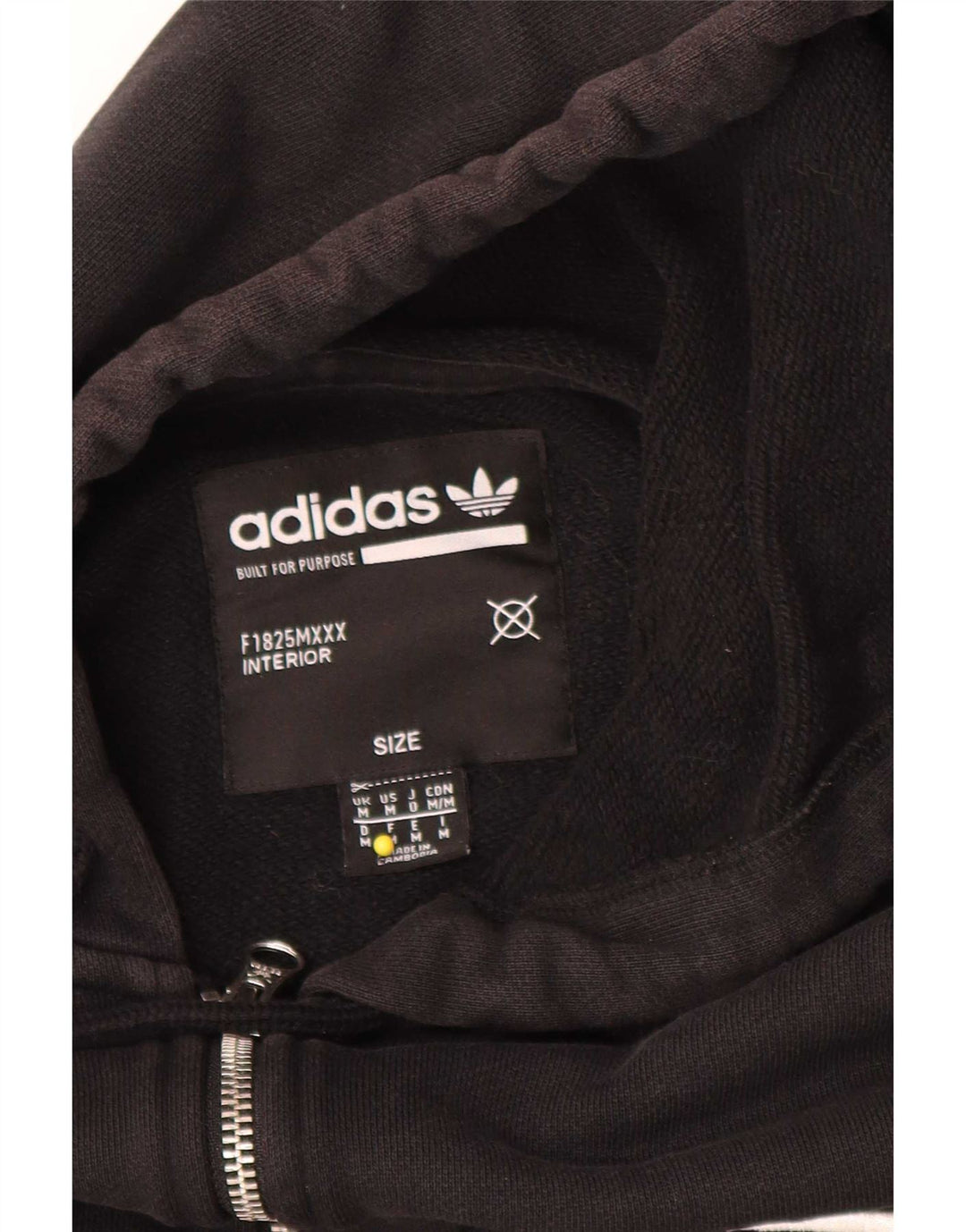 Adidas Mens Graphic Zip Hoodie Sweater Medium Black Cotton
