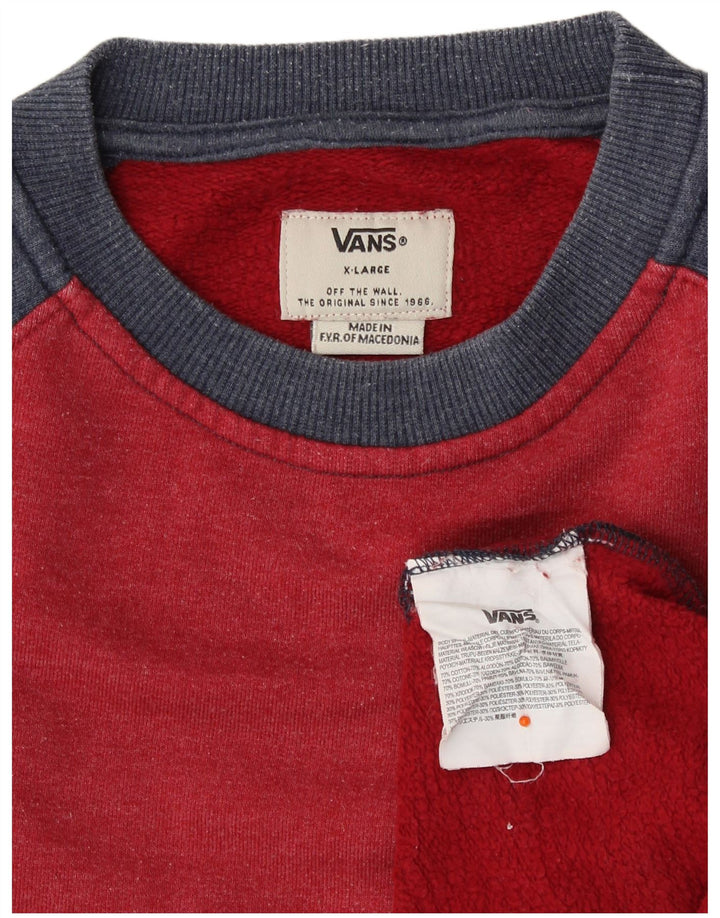 VANS Womens Sweatshirt Jumper UK 18 XL Red Colourblock Cotton