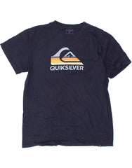 QUIKSILVER Mens Regular Fit Graphic T-Shirt Top Large Navy Blue Cotton