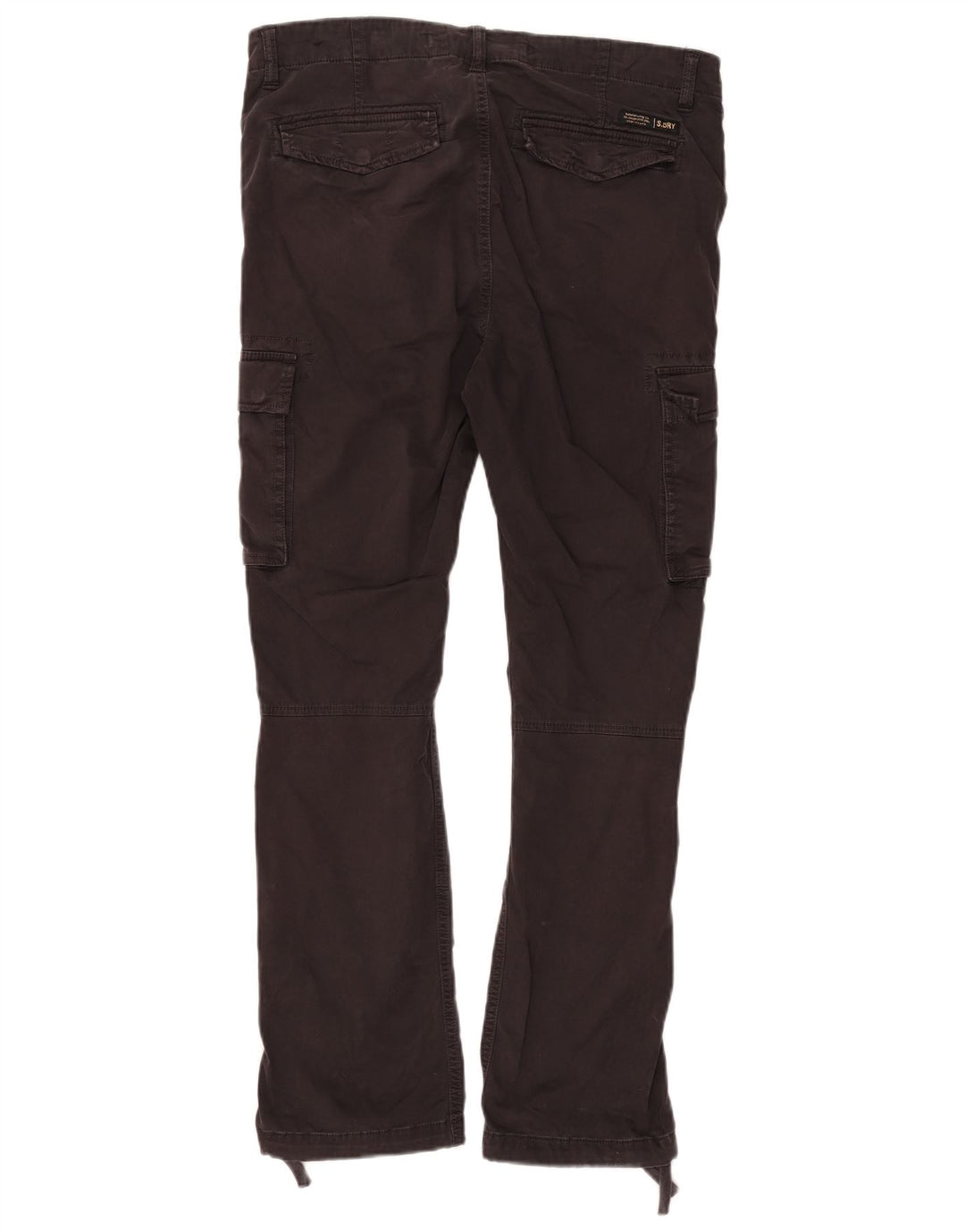 Superdry Mens Straight Cargo Trousers W32 L29 Black Cotton