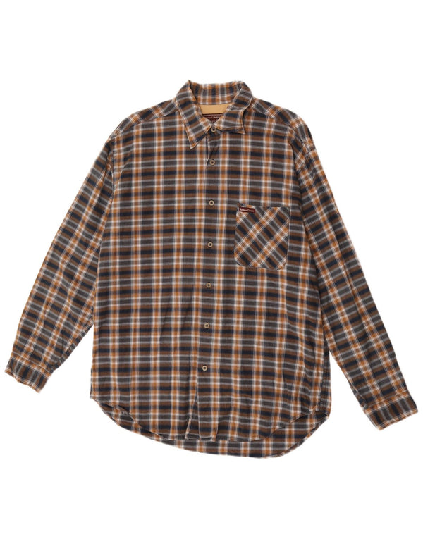 Marlboro Classics Mens Shirt Large Brown Check Cotton