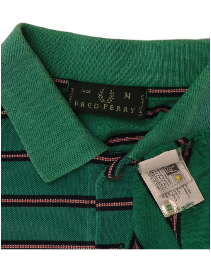 Fred Perry Mens Polo Shirt Medium Green Striped Cotton