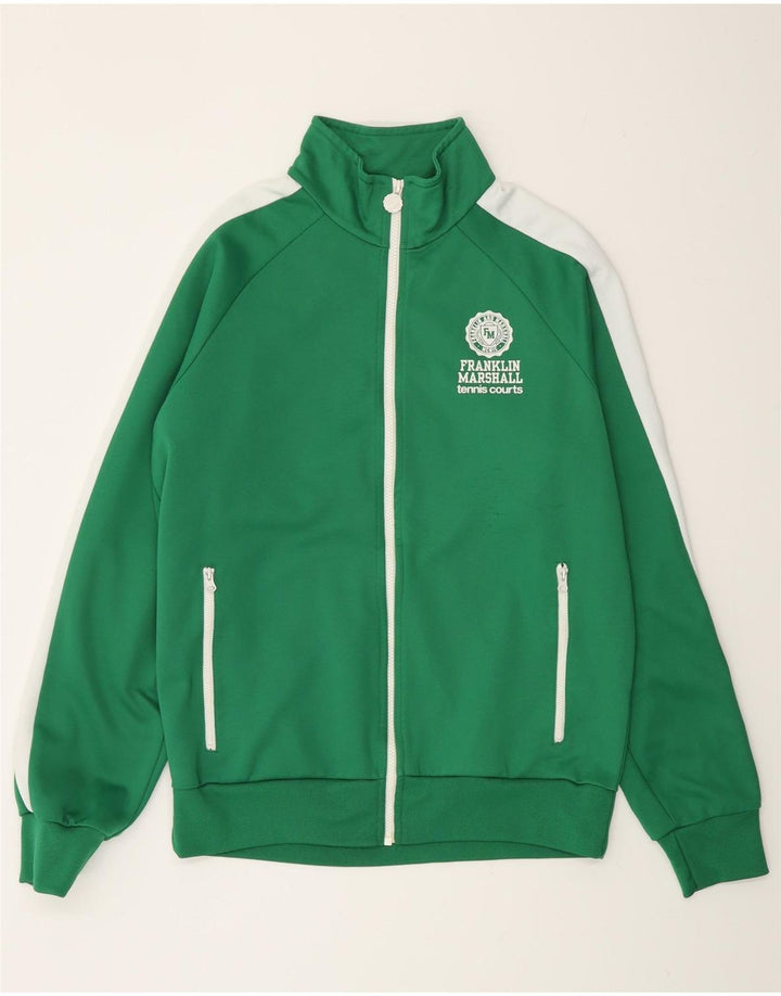 Franklin Marshall Mens Tracksuit Top Jacket Large Green Colourblock Cotton