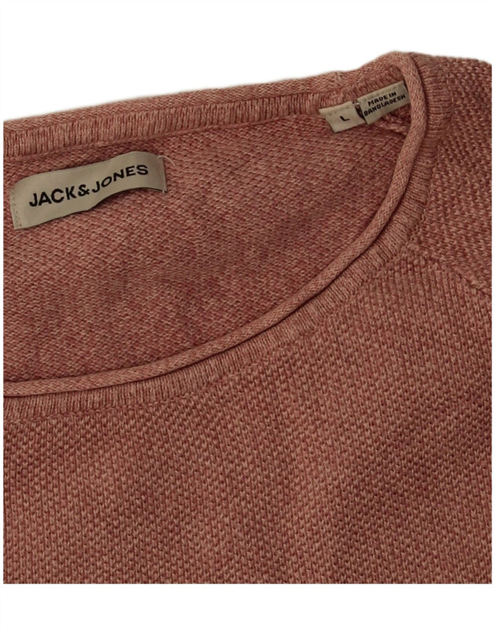 Jack & Jones Mens Crew Neck Jumper Sweater Large Pink Cotton