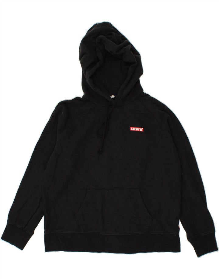 LEVI'S Womens Oversized Graphic Hoodie Jumper UK 14 Medium Black Cotton Vintage Levi's and Second-Hand Levi's from Messina Hembry 