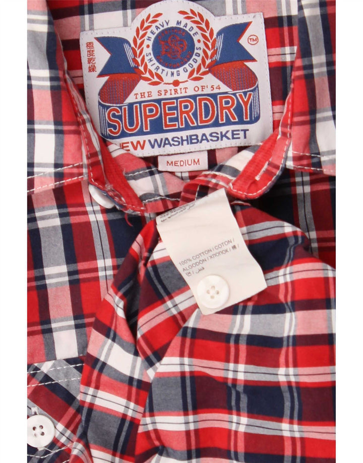 Superdry Mens Short Sleeve Shirt Medium Red Check Cotton