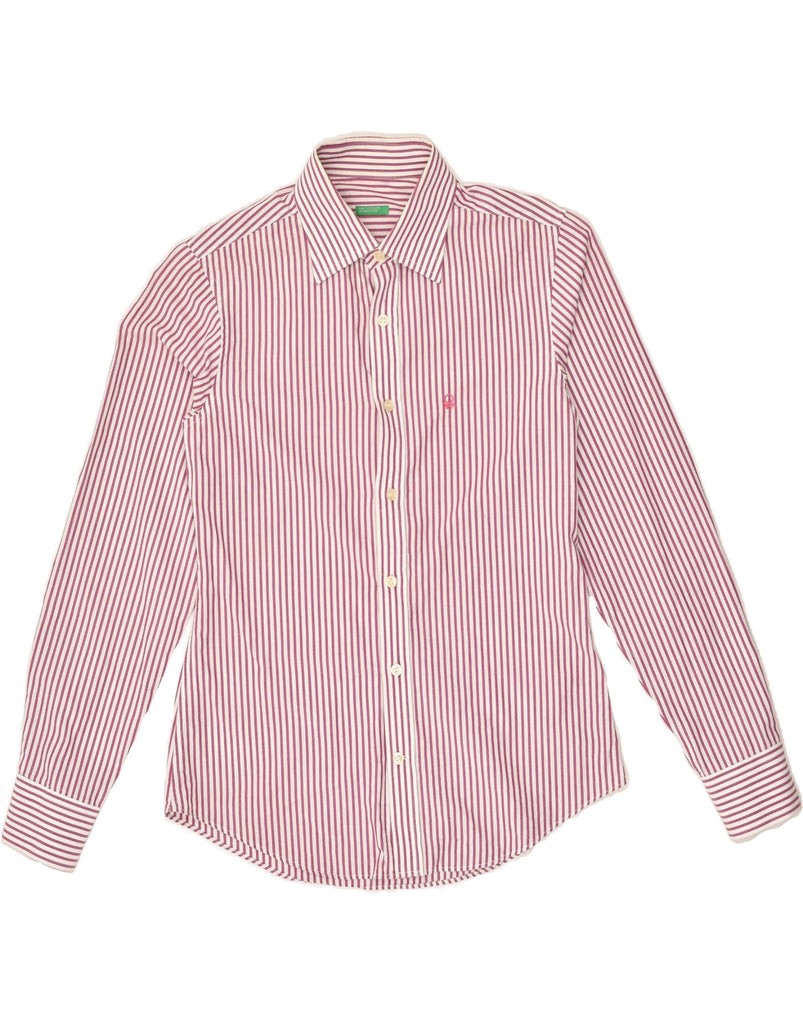 BENETTON Womens Shirt UK 14 Large Pink Striped Cotton | Vintage Benetton | Thrift | Second-Hand Benetton | Used Clothing | Messina Hembry 