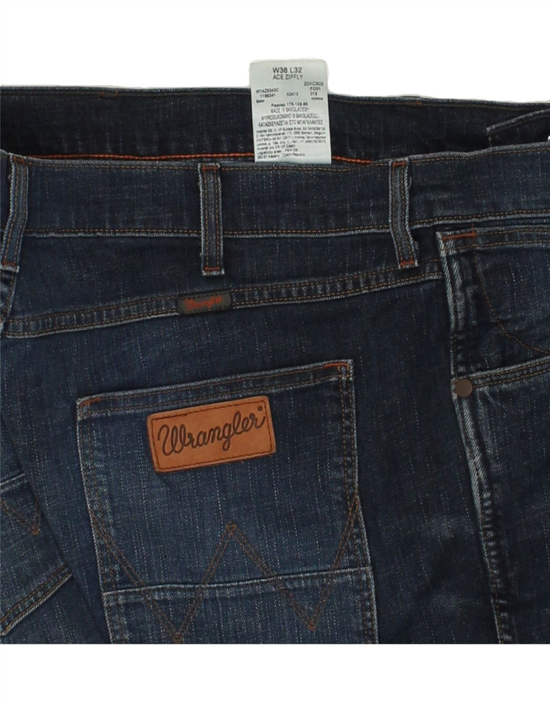 WRANGLER Mens Ace zipfly Straight Jeans W38 L28 Navy Blue Cotton | Vintage Wrangler | Thrift | Second-Hand Wrangler | Used Clothing | Messina Hembry 