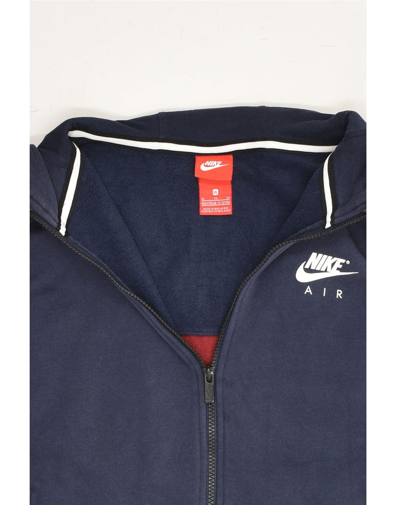 NIKE Boys Zip Hoodie Sweater 13-14 Years XL Navy Blue Colourblock Cotton | Vintage Nike | Thrift | Second-Hand Nike | Used Clothing | Messina Hembry 