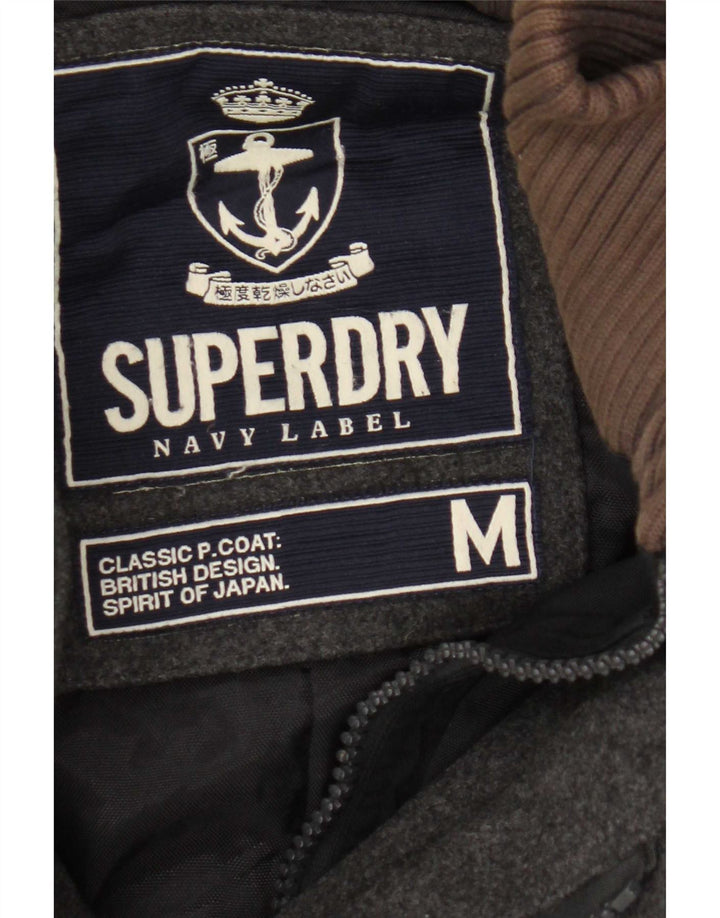 Superdry Mens Pea Coat UK 38 Medium Grey Wool