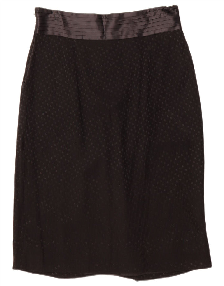 L.PUCCI Womens Straight Skirt IT 46 Large W30  Black Spotted Acetate