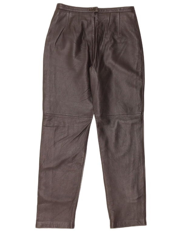 GIANNI Womens Tapered Leather Trousers US 4 Small W26 L28 Brown Leather