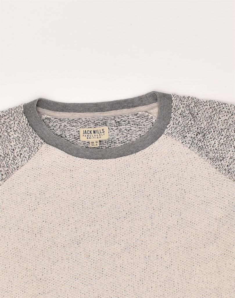 JACK WILLS Womens Boat Neck Jumper Sweater UK 10 Small Grey Colourblock | Vintage Jack Wills | Thrift | Second-Hand Jack Wills | Used Clothing | Messina Hembry 