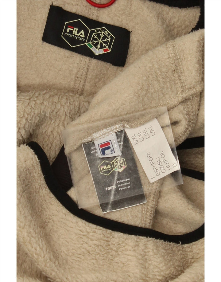 Fila Mens Fleece Jacket UK 40 Large Beige Colourblock Polyester Sports