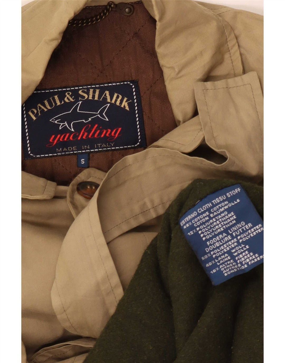 Paul & Shark Mens Overcoat UK 36 Small Beige Cotton