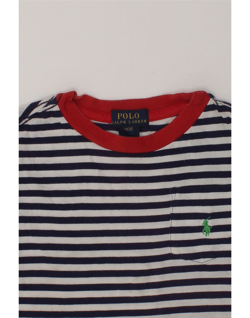 POLO RALPH LAUREN Boys T-Shirt Top 2-3 Years Navy Blue Striped Cotton | Vintage Polo Ralph Lauren | Thrift | Second-Hand Polo Ralph Lauren | Used Clothing | Messina Hembry 