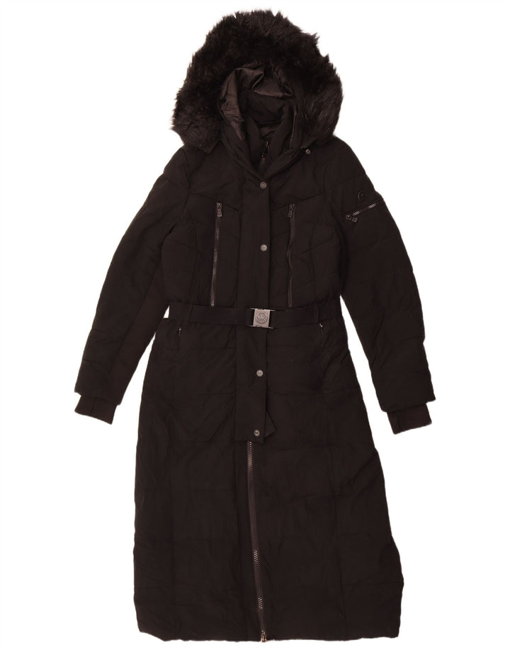 Michael Kors Womens Hooded Padded Coat UK 14 Medium Black Polyester