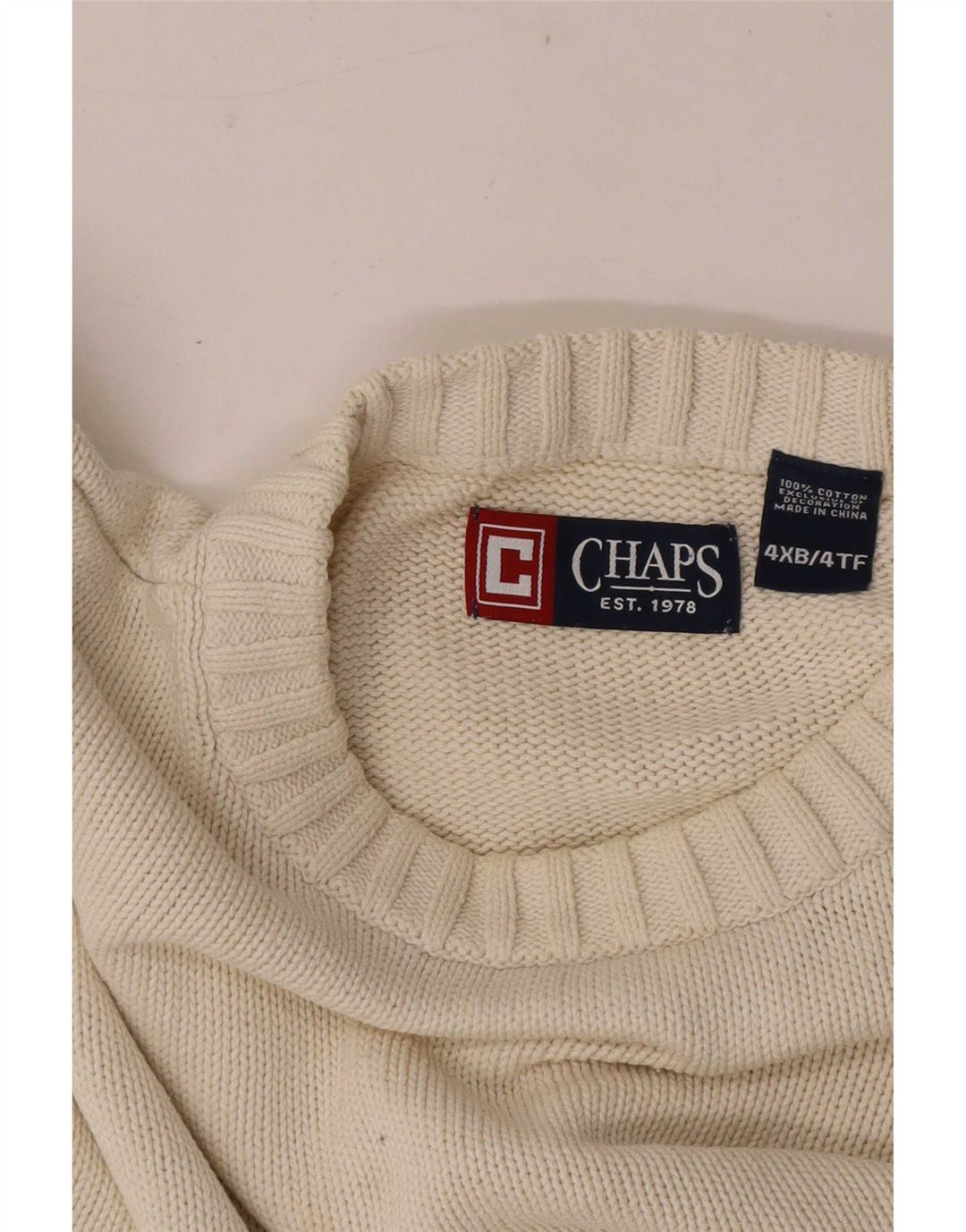 Chaps Mens Crew Neck Jumper Sweater 4XL Beige Cotton