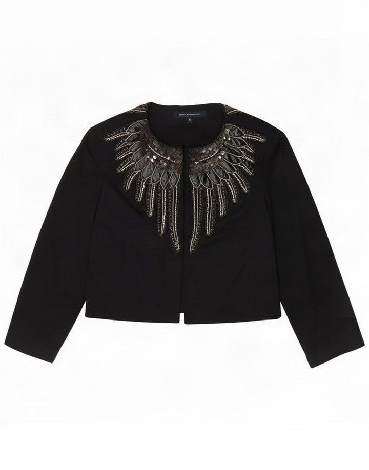 French Connection Womens Abstract Pattern Bolero Jacket UK 12 Medium Black