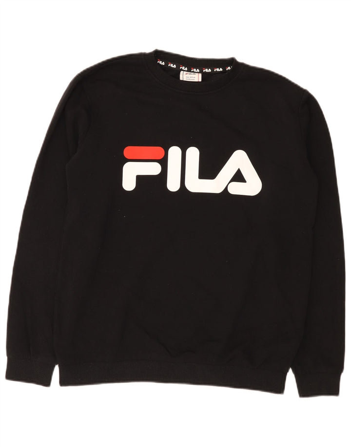 Fila Boys Graphic Sweatshirt Jumper 13-14 Years Black Cotton