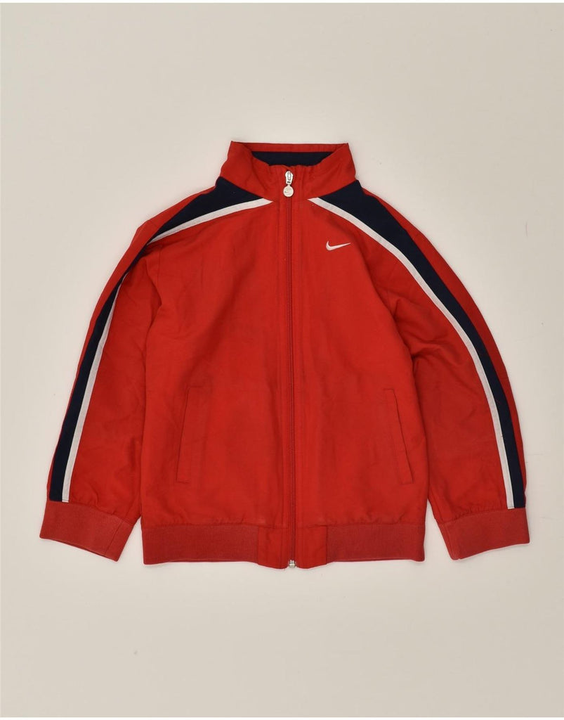 NIKE Girls Tracksuit Top Jacket 7-8 Years XL  Red Striped Polyester | Vintage Nike | Thrift | Second-Hand Nike | Used Clothing | Messina Hembry 