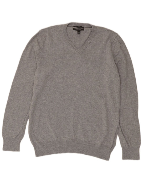 Marks & Spencer Womens V-Neck Jumper Sweater UK 10 Small Grey Cotton