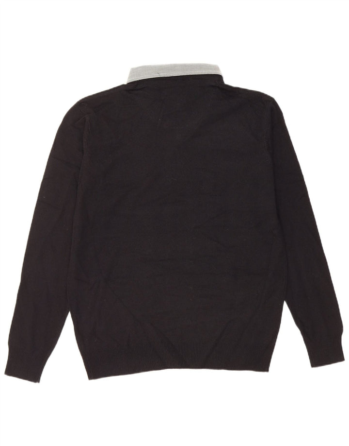 PIERRE CARDIN Mens V-Neck Jumper Sweater Large Black Acrylic