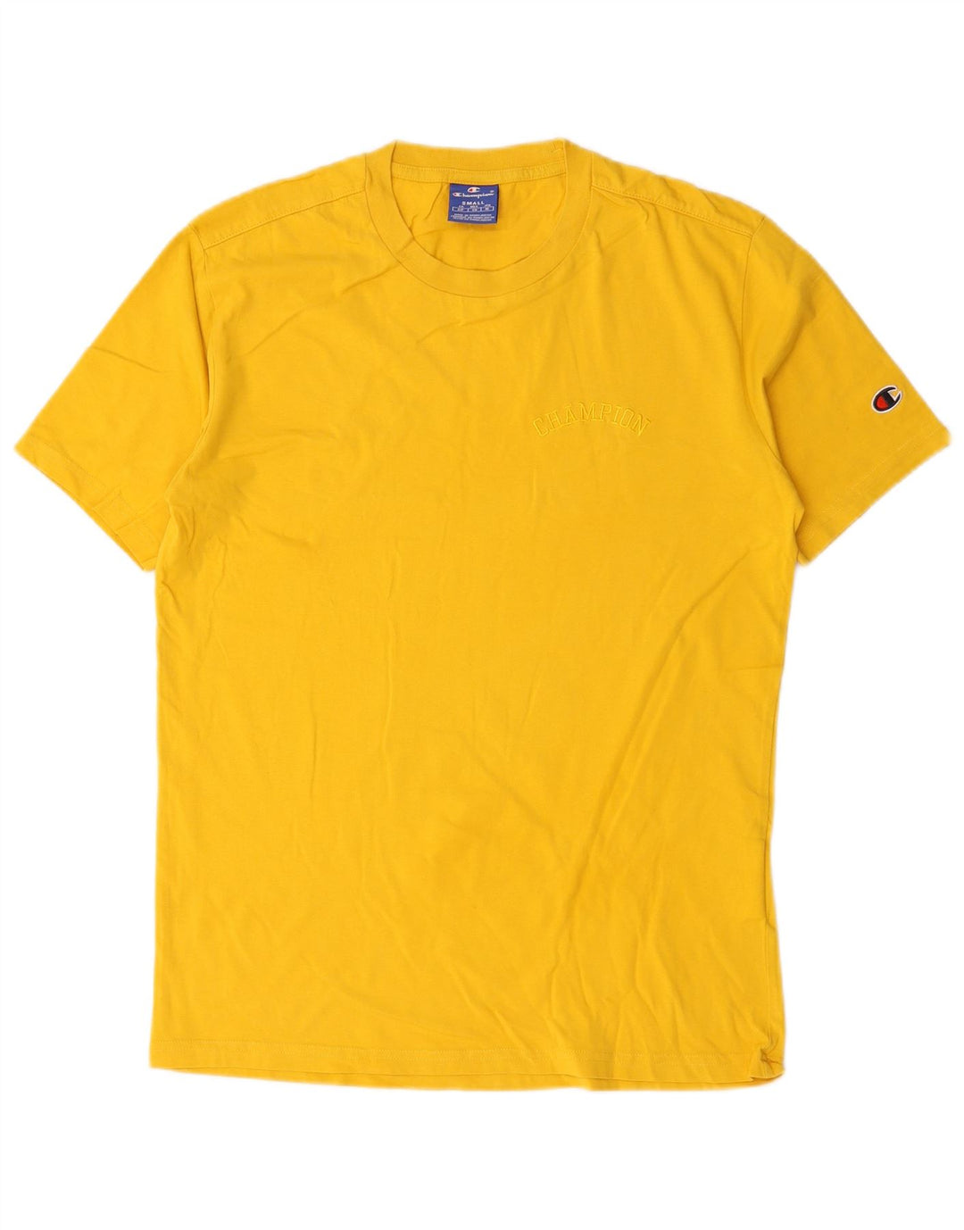 Champion Mens T-Shirt Top Small Yellow Cotton