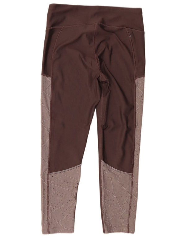 Under Armour Womens Leggings UK 16 Large Brown Colourblock